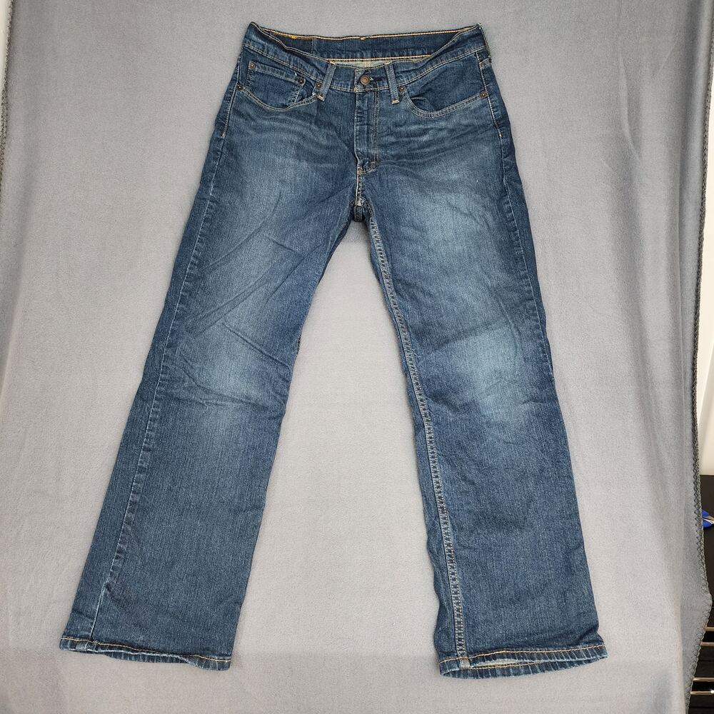 Levis Men Jeans 32x28 Straight Regular Dark Cotton Blend Stretch 514 Tag 34x30